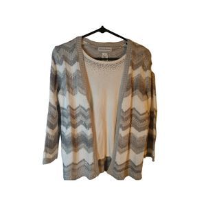 Alfred Dunner Sweater With Shirt Front Grey White Size PS